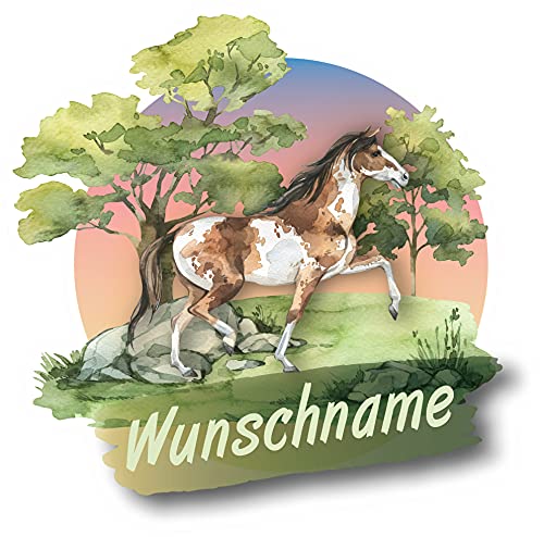 Samunshi® Pferd Wandtattoo Türschild mit Name personalisierbar Kinderzimmer Türaufkleber Baby Wandaufkleber 70 x 70cm Pferd von Samunshi