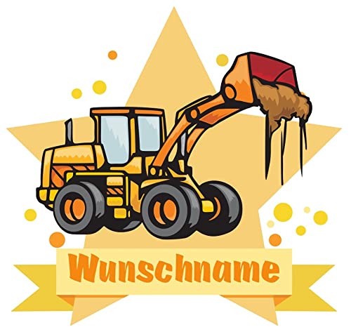 Samunshi® Radlader Wandtattoo Türschild mit Name personalisierbar Kinderzimmer Türaufkleber Baby Wandaufkleber - 40x35cm mehrfarbig von Samunshi