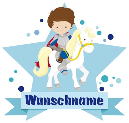 Samunshi® Ritter Wandtattoo Türschild mit Name personalisierbar Kinderzimmer Türaufkleber Baby Wandaufkleber - 25x22cm mehrfarbig von Samunshi