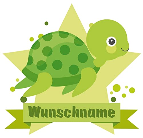 Samunshi® Schildkröte Wandtattoo Türschild mit Name personalisierbar Kinderzimmer Türaufkleber Baby Wandaufkleber - 25x22cm mehrfarbig von Samunshi
