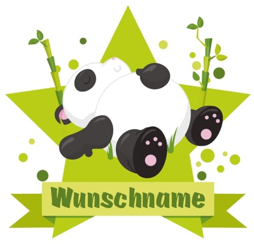 Samunshi® Schlafender Panda Bär Wandtattoo Türschild mit Name personalisierbar Kinderzimmer Türaufkleber Baby Wandaufkleber - 25x22cm mehrfarbig von Samunshi