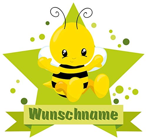 Samunshi® Süße Biene Wandtattoo Türschild mit Name personalisierbar Kinderzimmer Türaufkleber Baby Wandaufkleber - 110x95cm mehrfarbig von Samunshi