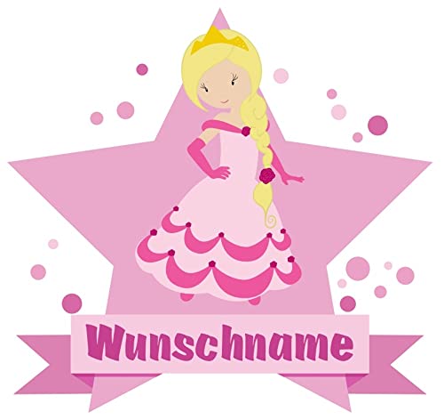 Samunshi® Süße Prinzessin Wandtattoo Türschild mit Name personalisierbar Kinderzimmer Türaufkleber Baby Wandaufkleber - 50x43cm mehrfarbig von Samunshi