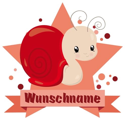 Samunshi® Süße Schnecke Wandtattoo Türschild mit Name personalisierbar Kinderzimmer Türaufkleber Baby Wandaufkleber - 25x22cm mehrfarbig von Samunshi