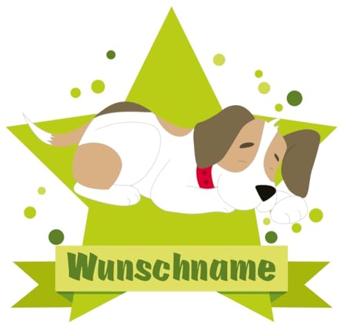 Samunshi® Süßer Hund Wandtattoo Türschild mit Name personalisierbar Kinderzimmer Türaufkleber Baby Wandaufkleber - 25x22cm mehrfarbig von Samunshi