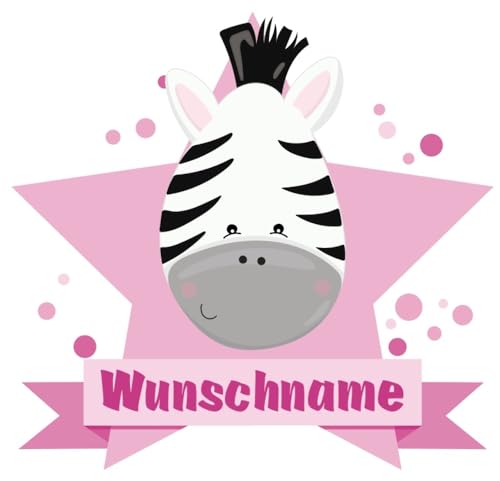 Samunshi® Süßes Zebra Wandtattoo Türschild mit Name personalisierbar Kinderzimmer Türaufkleber Baby Wandaufkleber - 25x22cm mehrfarbig von Samunshi
