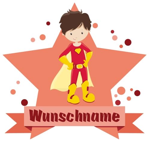 Samunshi® Superheld Jay Wandtattoo Türschild mit Name personalisierbar Kinderzimmer Türaufkleber Baby Wandaufkleber - 40x35cm mehrfarbig von Samunshi