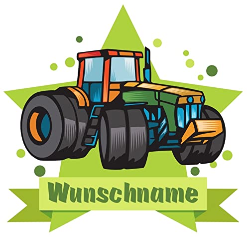 Samunshi® Traktor Türschild Wandtattoo mit Name personalisierbar Kinderzimmer Türaufkleber Baby Wandaufkleber - 50x43cm mehrfarbig von Samunshi