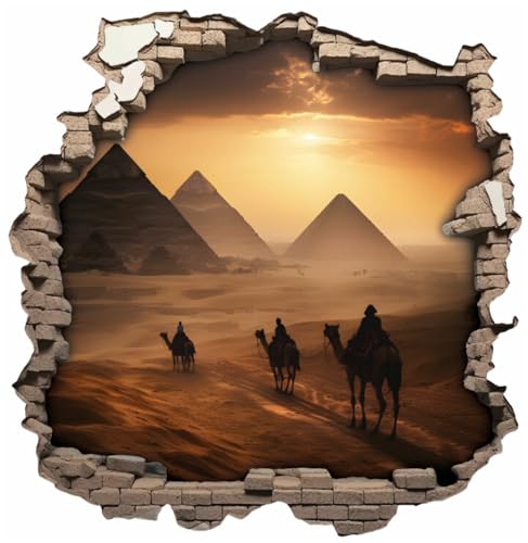 Samunshi® Wandaufkleber Wandriss mit Pyramiden von Gizeh Tomb Egypt Wandsticker Fenster in andere Welt Portal für Kinderzimmer Aufkleber Küche Wallart 50x50cm von Samunshi