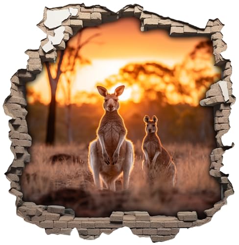 Samunshi® Wanddeko Wandriss mit Kängurus Fenster in andere Welt Wallart Wandtattoo für Wohnzimmer Küche Wandaufkleber Wandsticker 70x70cm von Samunshi