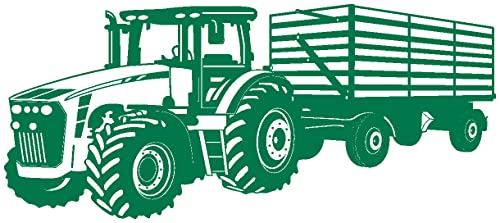 Samunshi® Wandtattoo Traktor mit Anhänger Trecker Kinderzimmer Kinder Wandaufkleber 140 x 59cm grün von Samunshi