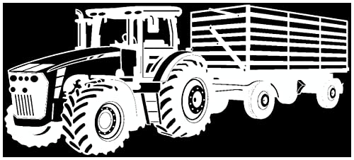 Samunshi® Wandtattoo Traktor mit Anhänger Trecker Kinderzimmer Kinder Wandaufkleber 140 x 59cm weiß von Samunshi