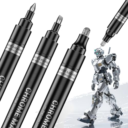 3Pcs Silber Flüssigkeit Spiegel Chrom Marker, Permanent reflektierende Flüssigkeit Chrom Paint Stifte Set, Hochglanz Kunst Auto DIY Modell Reparatur Marker Set für Kunststoff Metall Glas Keramik 3Pcs Silber Flüssigkeit Spiegel Chrom Marker, Permanent reflektierende Flüssigkeit Chrom Paint Stifte Set, Hochglanz Kunst Auto DIY Modell Reparatur Marker Set für Kunststoff Metall Glas Keramik von San Jeirie