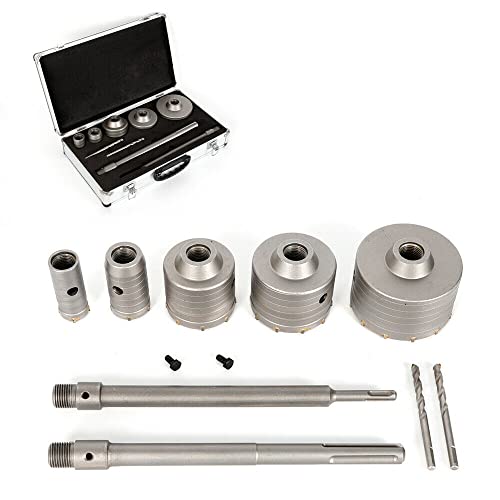 9 tlg Beton Bohrkronen Set, Beton Trocken Bohrkronen Set Lochbohrer Kernbohrer Ø30-100mm kit, SDS-Plus/Max von SanBouSi