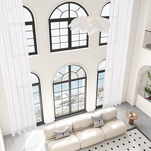 Sanceor Extra langer, durchscheinender Voile-Vorhang, 5,2 m lang, leichter, eleganter Stab Pocekt 2 Story Vorhang mit Raffhalter für hohe Decke, hohes Fenster (1 Panel, 132 x 501 cm, Weiß Sanceor Extra langer, durchscheinender Voile-Vorhang, 5,2 m lang, leichter, eleganter Stab Pocekt 2 Story Vorhang mit Raffhalter für hohe Decke, hohes Fenster (1 Panel, 132 x 501 cm, Weiß von Sanceor