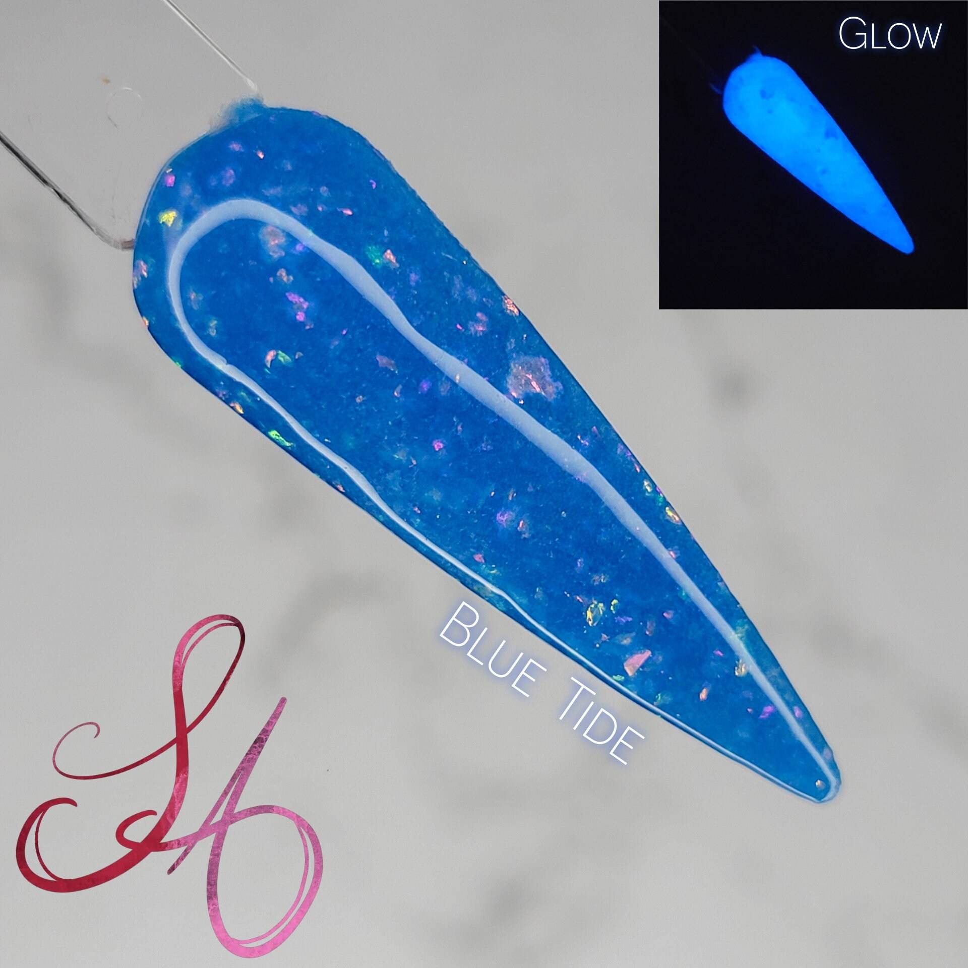 Blue Tide Neon Glow in The Dark Flakie Dip Powder von SandADipPowders