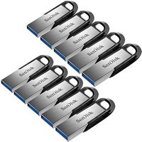 10 SanDisk USB-Sticks Ultra Flair silber, schwarz 128 GB von Sandisk