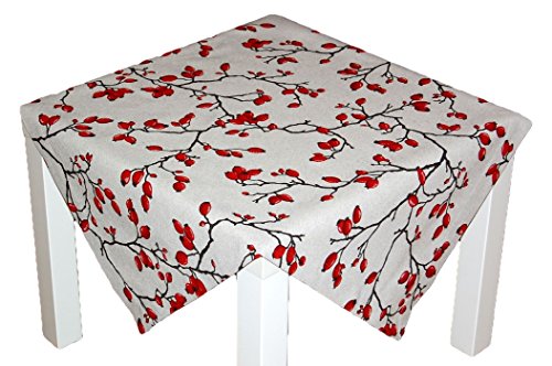 Sandner Hagebutten Mitteldecke Tischdecke Decke Herbst Tischdekoration Aufleger Beige Rot Rustikal (85 x 85 cm) von Sandner