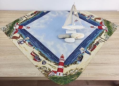 Sandner Tischdecke Gobelin Strandidylle 100 x 100 cm Decke Tischtuch Tischdekoration, 1 Stück von Sandner