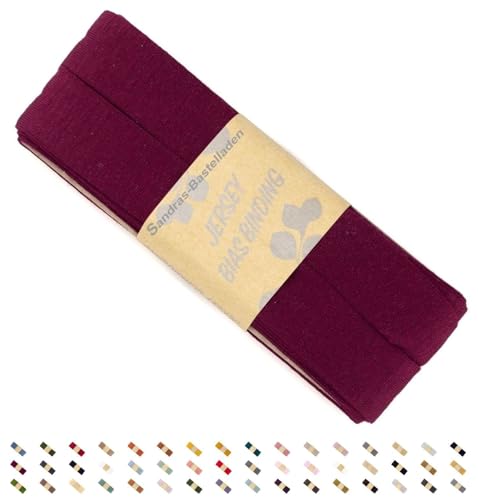 Sandras-Bastelladen Jersey Schrägband/Einfassband elastisch & gefalzt 3m x 20mm - 100% Viskose Bordeaux Sandras-Bastelladen Jersey Schrägband/Einfassband elastisch & gefalzt 3m x 20mm - 100% Viskose Bordeaux von Sandras-Bastelladen