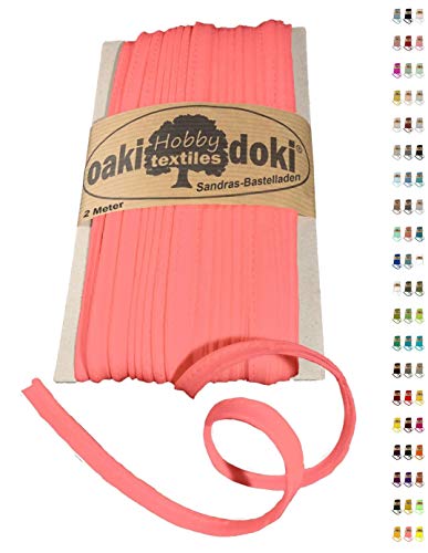 Sandras Bastelladen Oaki Doki Paspelband/Biesenband Tricot de Luxe Jersey 2m Ø 3mm 953-Neonpink von Sandras Bastelladen