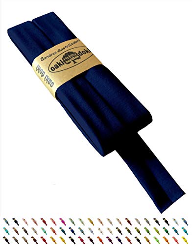 Sandras-Bastelladen Oaki Doki Schrägband/Einfassband Tricot de Luxe Jersey gefalzt 3m x 20mm 009-Marineblau von Sandras-Bastelladen
