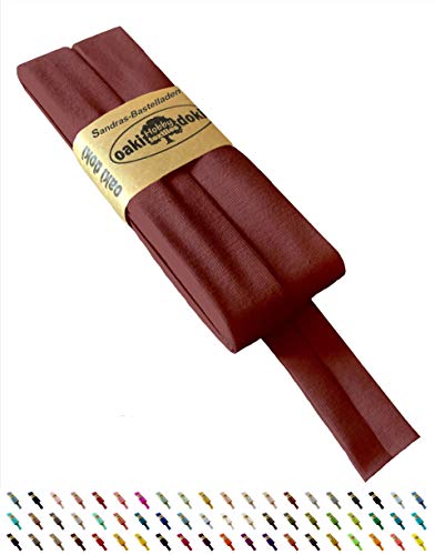 Sandras-Bastelladen Oaki Doki Schrägband/Einfassband Tricot de Luxe Jersey gefalzt 3m x 20mm 057-Rotbraun von Sandras-Bastelladen