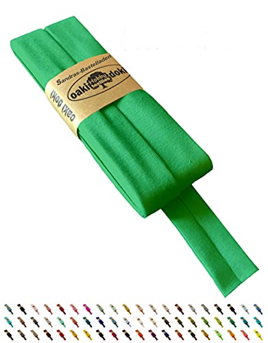 Sandras-Bastelladen Oaki Doki Schrägband/Einfassband Tricot de Luxe Jersey gefalzt 3m x 20mm 451-Apfelgrün von Sandras-Bastelladen