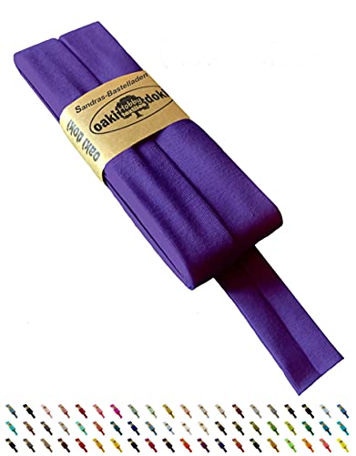 Sandras-Bastelladen Oaki Doki Schrägband/Einfassband Tricot de Luxe Jersey gefalzt 3m x 20mm 944-Ultraviolett von Sandras-Bastelladen