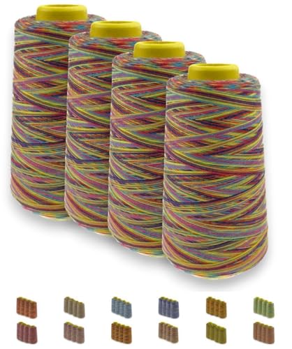 Sandras-Bastelladen Overlockgarn Nähgarn Multicolor 40/2-4 Rollen je 2700m - Farbverlauf Design C von Sandras-Bastelladen