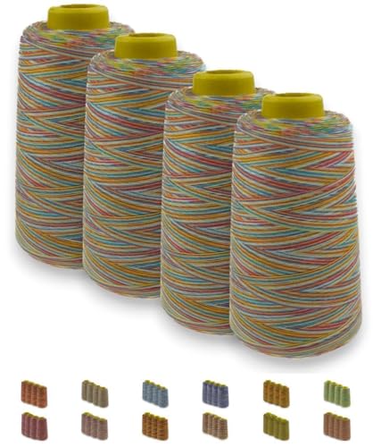 Sandras-Bastelladen Overlockgarn Nähgarn Multicolor 40/2-4 Rollen je 2700m - Farbverlauf Design L von Sandras-Bastelladen
