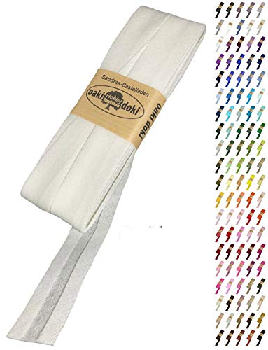 Sandras-Bastelladen Schrägband/Einfassband Baumwolle Uni gefalzt 5m x 20mm 087-Elfenbein von Sandras-Bastelladen