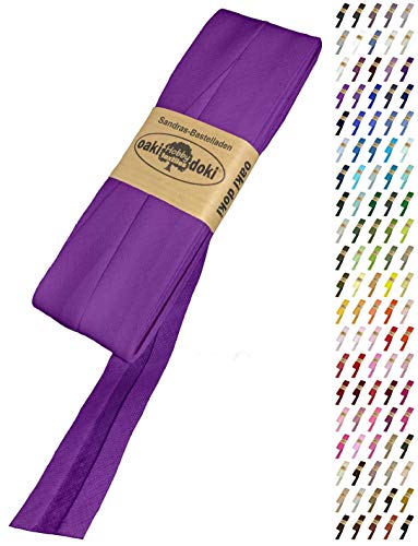Sandras Bastelladen Schrägband/Einfassband Baumwolle Uni gefalzt 5m x 20mm 188-Brillant Violett von Sandras Bastelladen