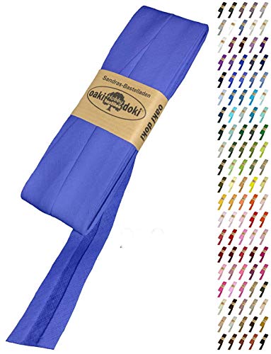 Sandras-Bastelladen Schrägband/Einfassband Baumwolle Uni gefalzt 5m x 20mm 232-Blau von Sandras-Bastelladen