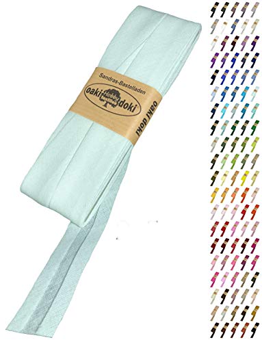 Sandras-Bastelladen Schrägband/Einfassband Baumwolle Uni gefalzt 5m x 20mm 285-Mintgrün Sandras-Bastelladen Schrägband/Einfassband Baumwolle Uni gefalzt 5m x 20mm 285-Mintgrün von Sandras-Bastelladen