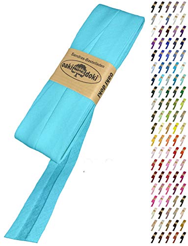 Sandras-Bastelladen Schrägband/Einfassband Baumwolle Uni gefalzt 5m x 20mm 298-Helltürkis Sandras-Bastelladen Schrägband/Einfassband Baumwolle Uni gefalzt 5m x 20mm 298-Helltürkis von Sandras-Bastelladen