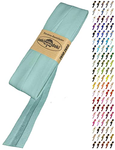 Sandras Bastelladen Schrägband/Einfassband Baumwolle Uni gefalzt 5m x 20mm 428-Pastellgrün von Sandras Bastelladen