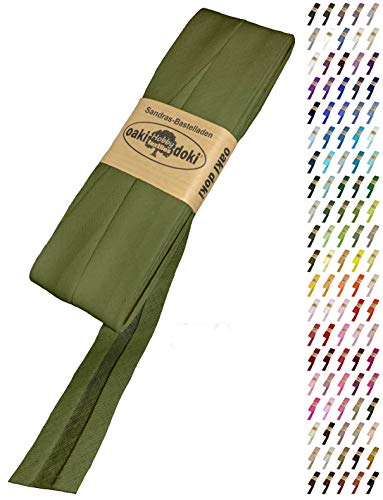 Sandras-Bastelladen Schrägband/Einfassband Baumwolle Uni gefalzt 5m x 20mm 522-Olivgrün Sandras-Bastelladen Schrägband/Einfassband Baumwolle Uni gefalzt 5m x 20mm 522-Olivgrün von Sandras-Bastelladen