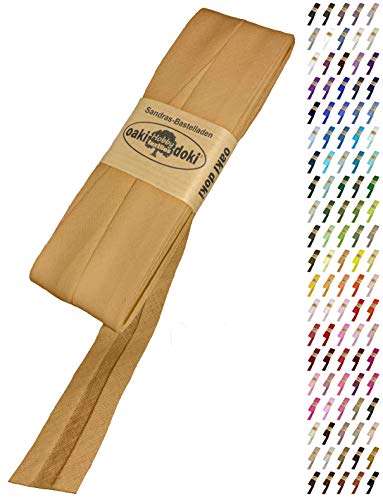 Sandras-Bastelladen Schrägband/Einfassband Baumwolle Uni gefalzt 5m x 20mm 641-Ocker von Sandras-Bastelladen