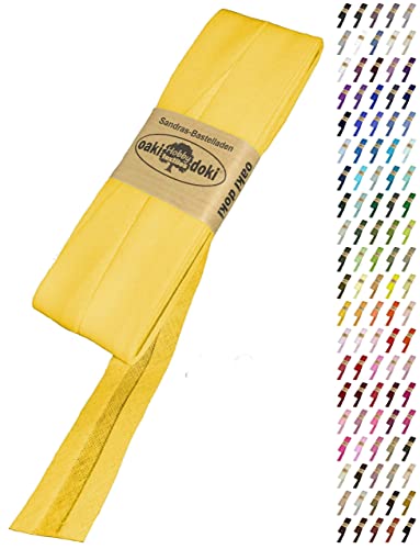 Sandras Bastelladen Schrägband/Einfassband Baumwolle Uni gefalzt 5m x 20mm 642-Gelb von Sandras Bastelladen