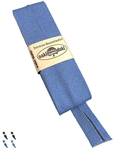 Sandras-Bastelladen Schrägband/Einfassband Jeans-Stoff gefalzt 3m x 20mm 258-Hellblau von Sandras-Bastelladen
