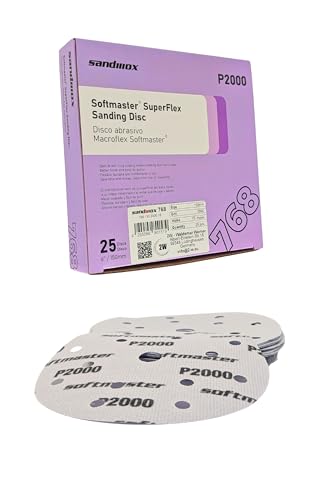 Sandwox Schleifscheiben Ø 150 mm, Superfein Korn 2000, 15-Loch, 25 Stück – für Exzenterschleifer, Feinschliff & Politur, Schleifpapier für Holz, Metall, Lack von Sandwox