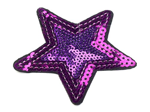 Paillettenstern, Aufnäher, Aufbügler, Glitzerstern 7cm, Pailletten, Karneval, Fasching (in vielen verschiedenen Farben) (Lila) von Sandys Bastelkiste