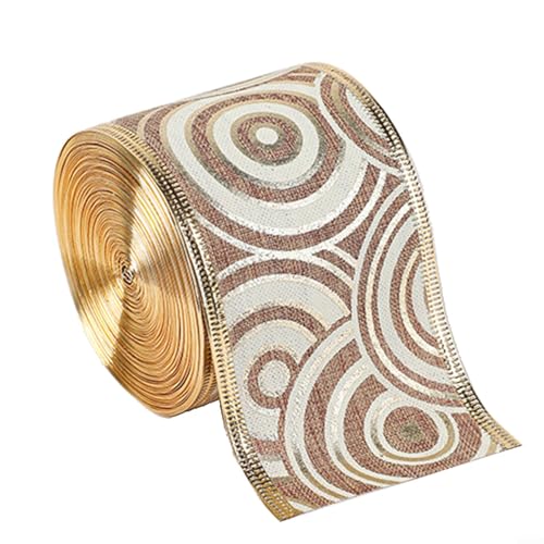 Sandyseptember Elegantes, durchscheinendes Drahtband mit atemberaubenden goldenen Mustern, geeignet für einen Hauch von Glamour zu jedem Anlass (Band rund bedruckt) von Sandyseptember