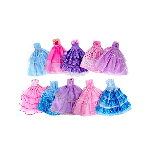 Sanfiyya Handgefertigtes Neuheitskleid, 10pcs Hochzeitsfeierkleid Kleider Kleidung für Puppen (zufällige Farbe/Stil) von Sanfiyya