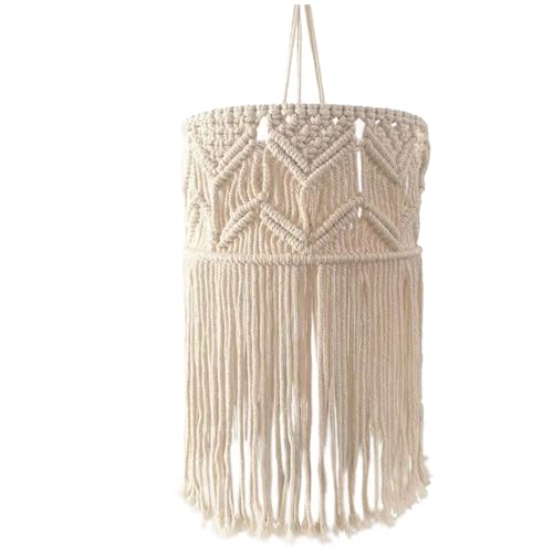 Sanfiyya Makrame -Lampenschatten, gewebter Hanglampenschatten, 11,8 x 29,5 Zoll rustikaler Kronleuchter Anhänger Leichte Abdeckung für Büroschlafzimmer Wohnzimmer Kinderzimmer Makrame Dekor (a) von Sanfiyya