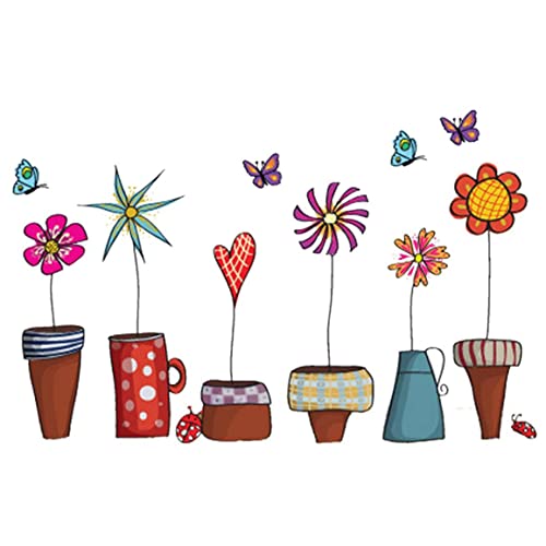 Sanfiyya Wandaufkleber Cartoon Blumenaufkleber kleine Topfpflanze für Glaswanddekoration Tapete Sanfiyya Wandaufkleber Cartoon Blumenaufkleber kleine Topfpflanze für Glaswanddekoration Tapete von Sanfiyya