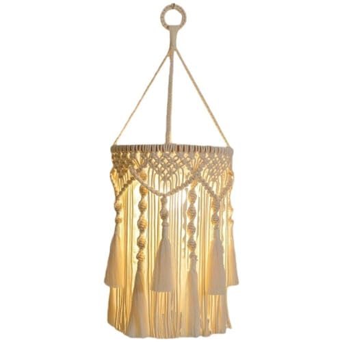 Sanfly Stricken Lampenschirm, Makramee Lampenschirm Hängende Lichtabdeckung Lampenschirm Für Schlafzimmer Wohnzimmer Dekor (glühbirne Nicht Im Lieferumfang Enthalten) von Sanfly