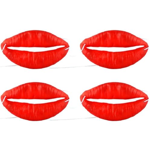 Sanfly Wurst Mund Ornament 4pcs Halloween Wurst Mund Dekor Lustige Rote Lippen Witze Requisiten Für Maskerade Cosplay -partyzubehör von Sanfly
