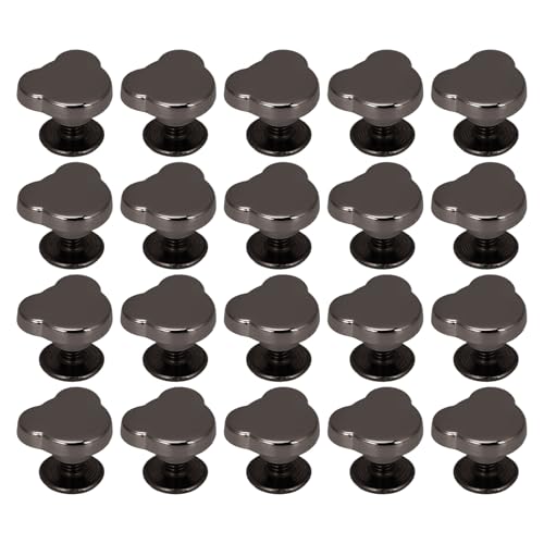 20pcs Bärenkopfbindung Nieten und gekreuzte Schraubenset, 10 mm für Ledergürtel, Handtasche, Kleidungshandwerk (Grau) von Sangeponiang